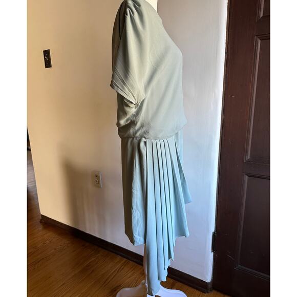 MAX AZRIA | Light Green Draped Cocktail Dress - Open Back Grecian| Size M - Picture 3 of 5